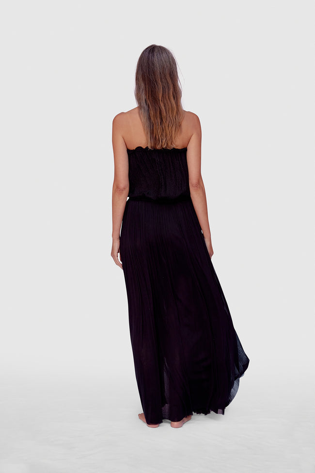BLACK STRING SILK TOP