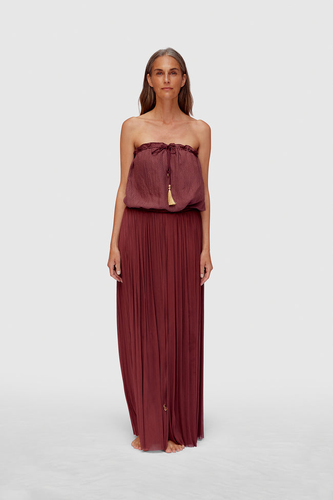 BORDEAUX STRING SILK TOP