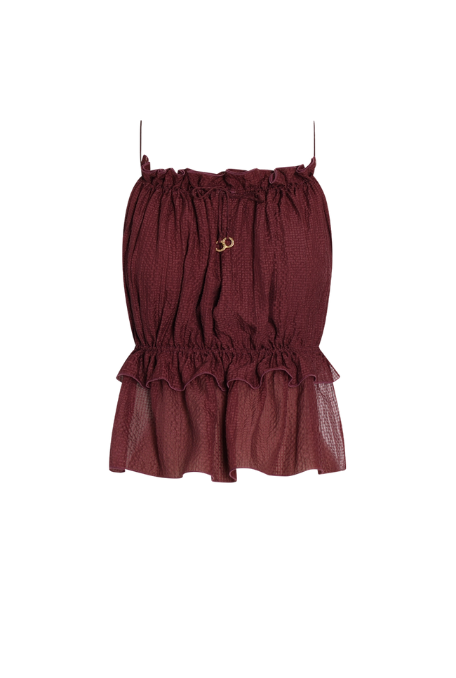 BORDEAUX STRING SILK TOP