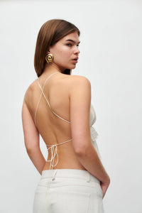 IVORY STRING SILK TOP