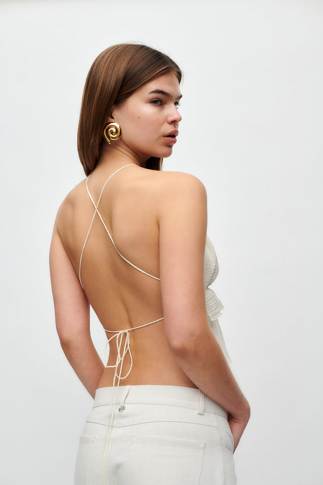 IVORY STRING SILK TOP