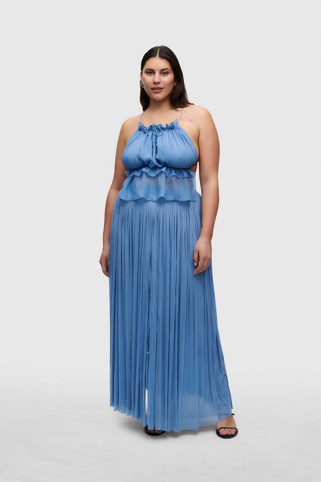 BLUE STRING SILK TOP