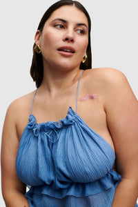 BLUE STRING SILK TOP