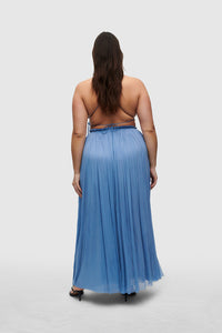 BLUE SILK TULLE TOP
