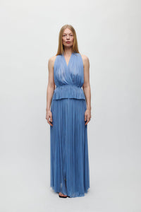 BLUE SILK TULLE TOP