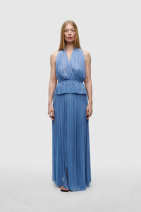 BLUE SILK TULLE TOP
