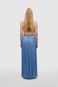 BLUE SILK TULLE TOP