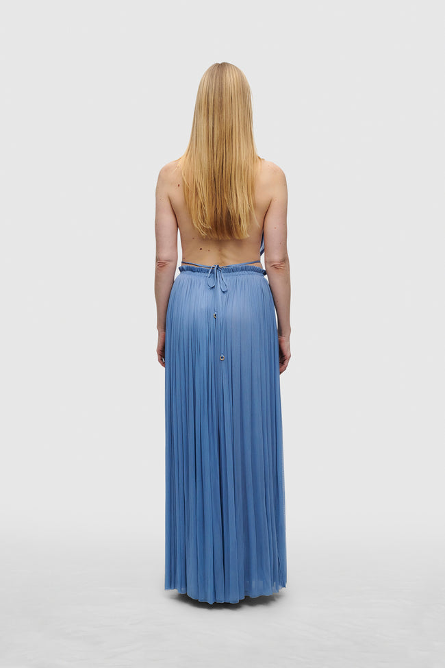 BLUE SILK TULLE TOP