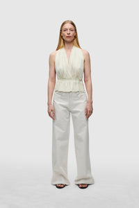 IVORY SILK TULLE TOP
