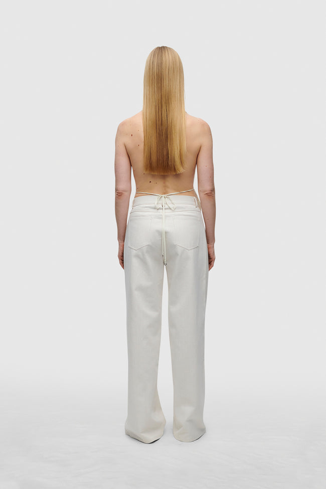 IVORY STRING SILK TOP