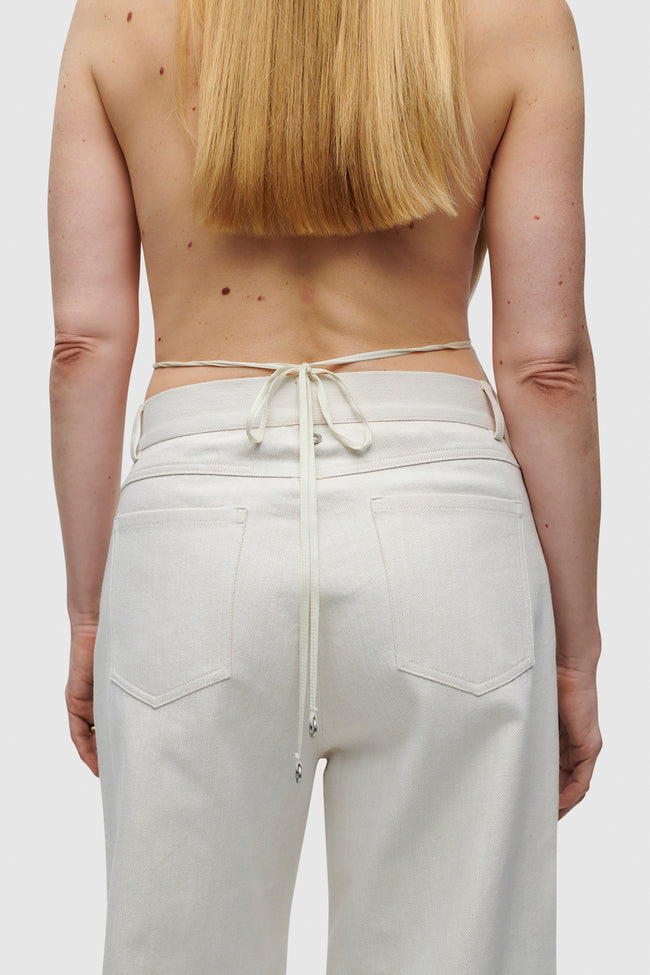 IVORY STRING SILK TOP