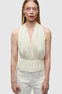 IVORY SILK TULLE TOP