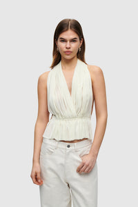 IVORY SILK TULLE TOP