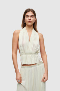 IVORY SILK TULLE TOP