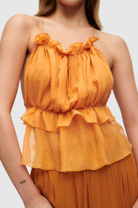 RUST STRING SILK TOP