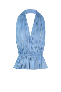BLUE SILK TULLE TOP