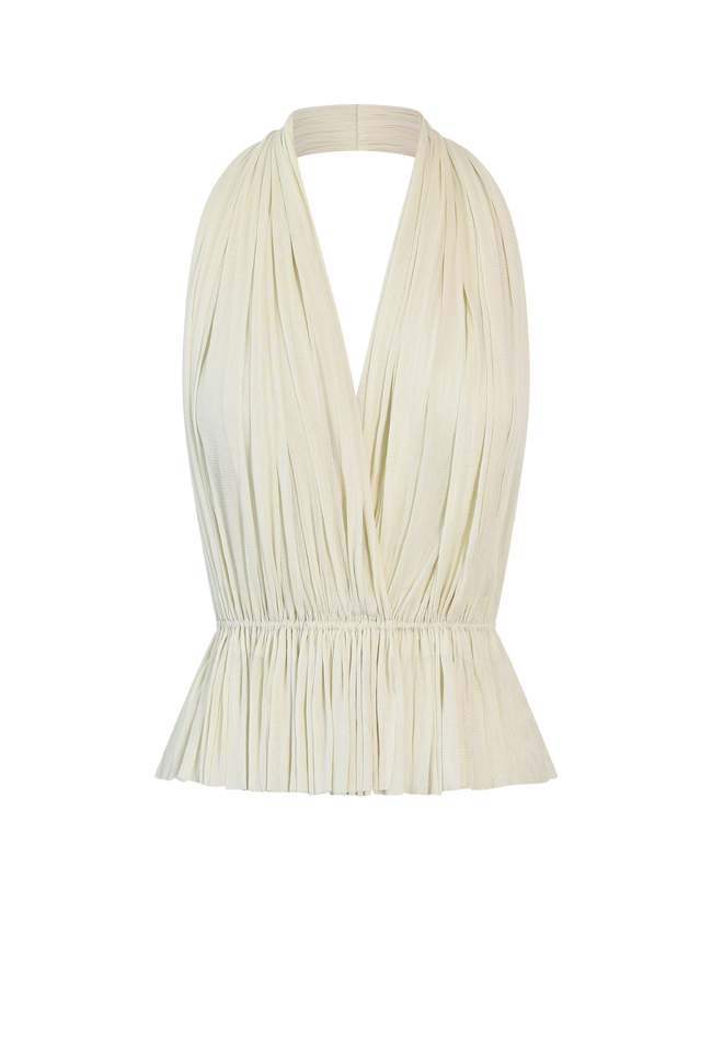 IVORY SILK TULLE TOP