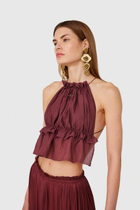 BORDEAUX STRING SILK TOP