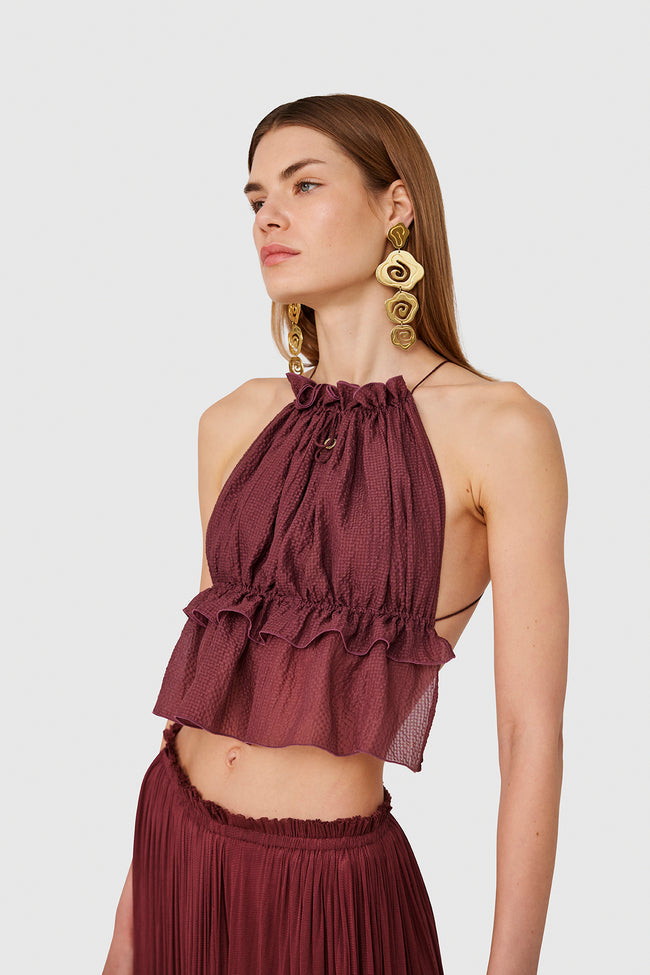 BORDEAUX STRING SILK TOP